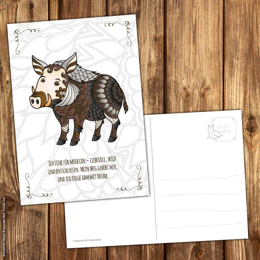 Postkarte Krafttier Wildschwein „Wildheit & Entschlossenheit“ – Bild 2