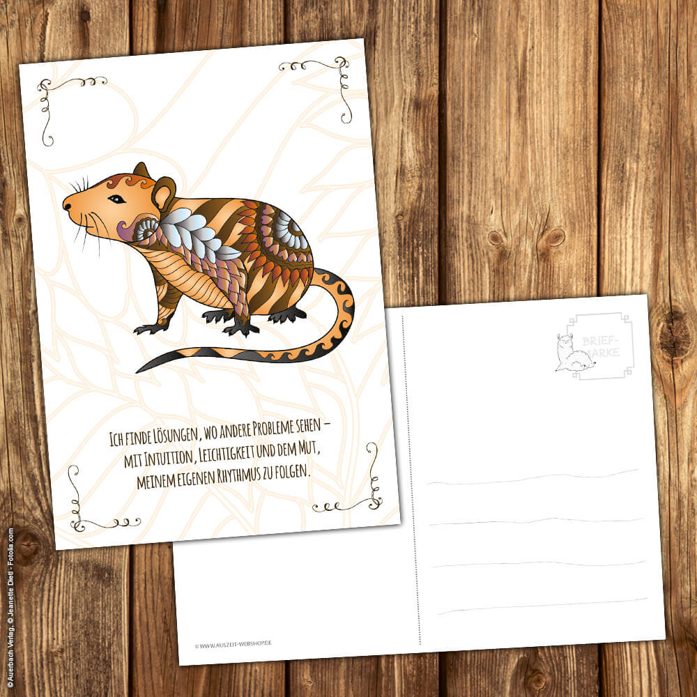 Postkarte Krafttier Ratte "Eigener Rhythmus" – Bild 2