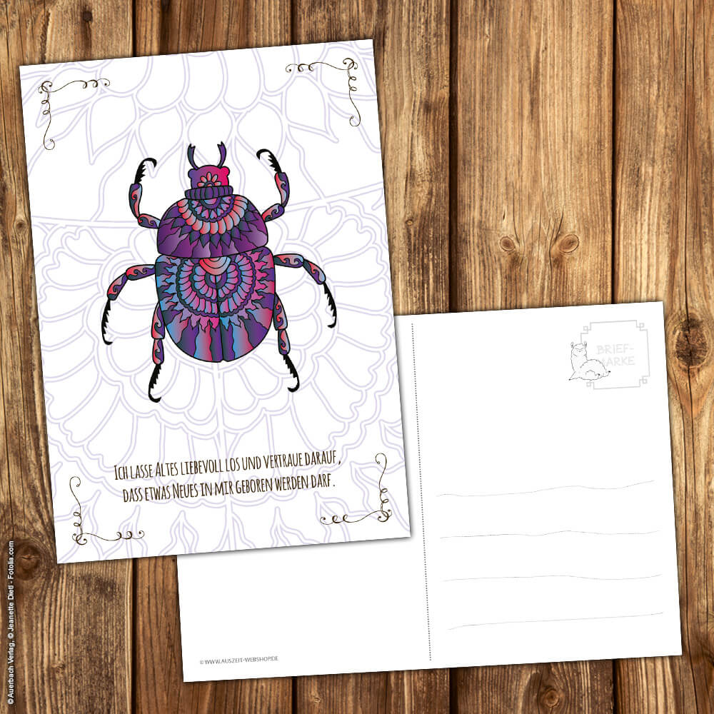 Postkarte Krafttier Skarabäus „Loslassen und Neugeburt“ – Bild 2