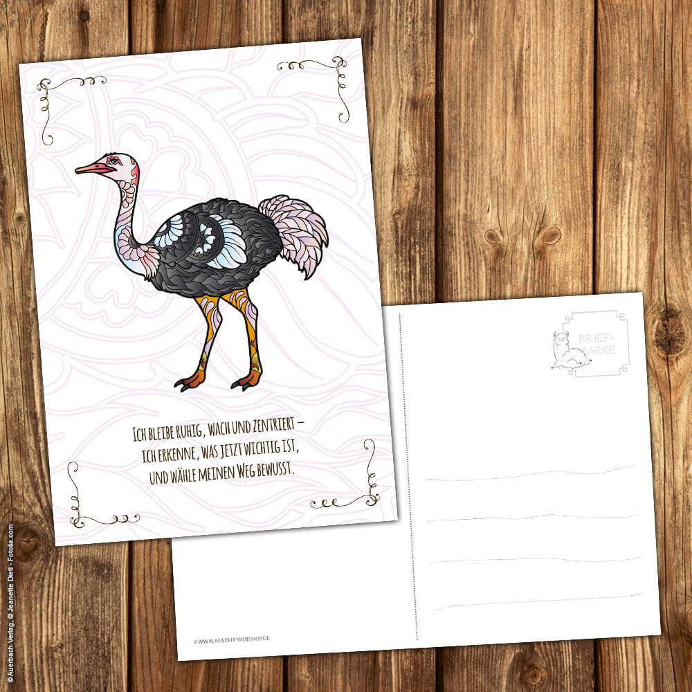 Postkarte Krafttier Strauß „Mein Weg“ – Bild 2