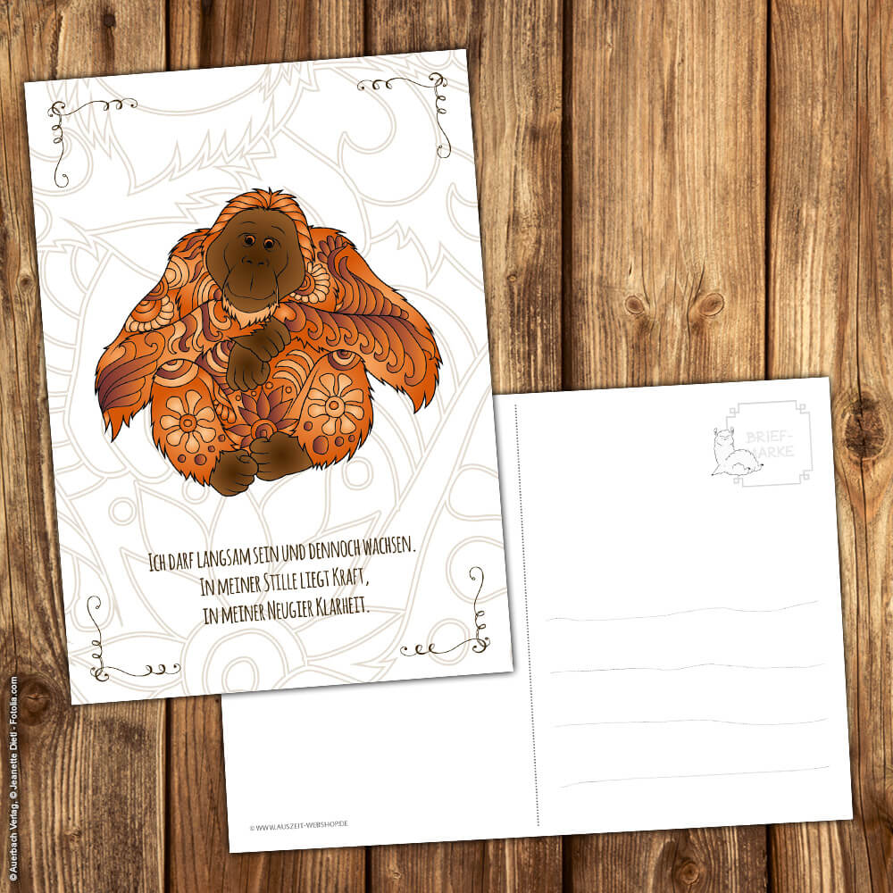 Postkarte Krafttier Orang-Utan "Kraft & Klarheit" – Bild 2