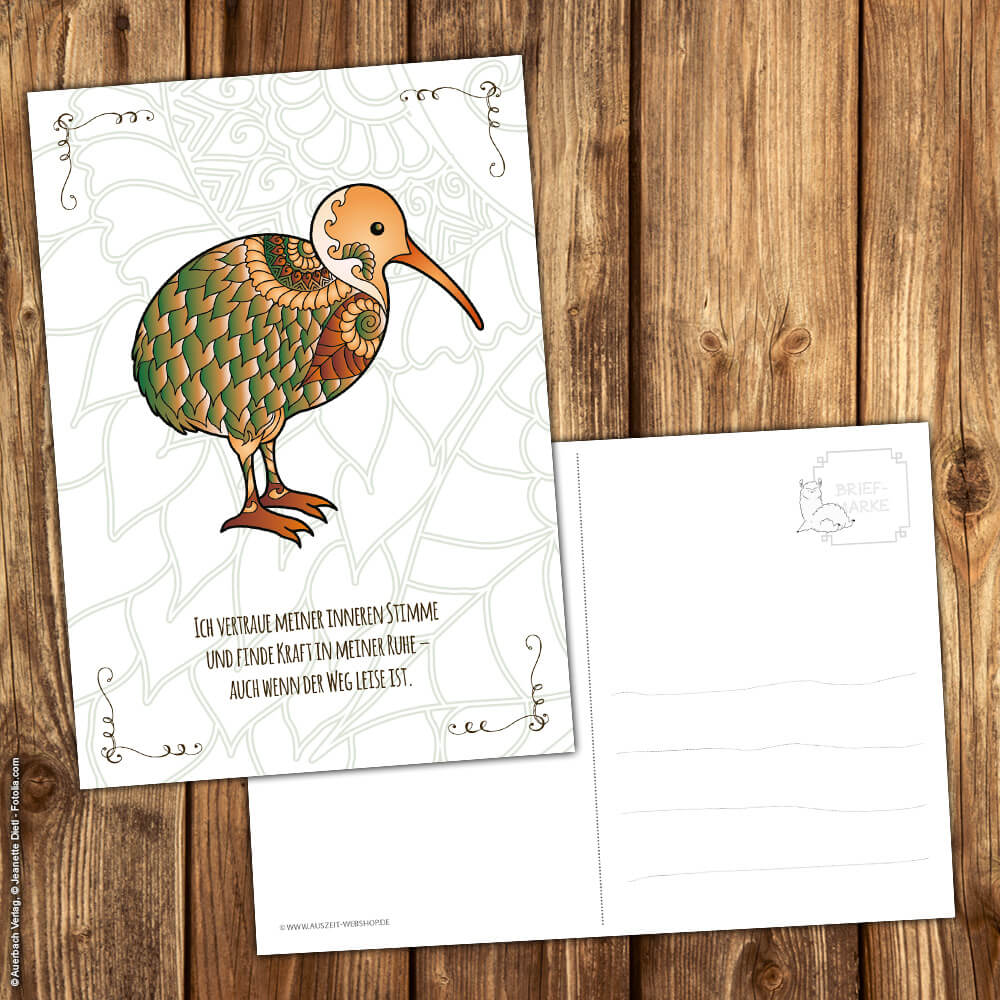 Postkarte Krafttier Kiwi „Innere Stimme“ – Bild 2