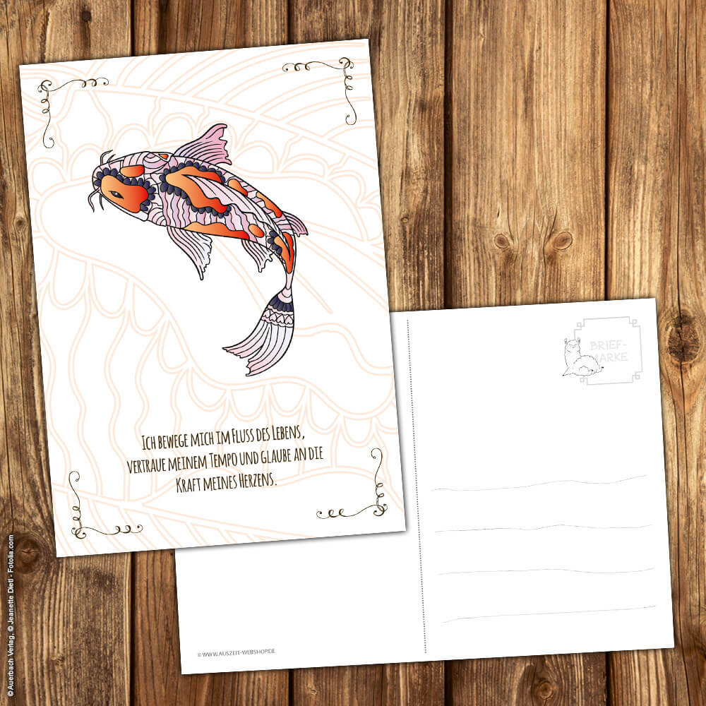 Postkarte Krafttier Koi „Im Fluss des Lebens“ – Bild 2