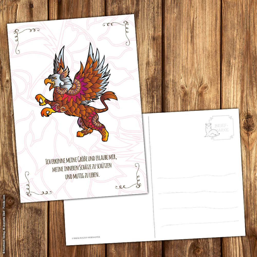 Postkarte Krafttier Greif "Innere Schätze" – Bild 2