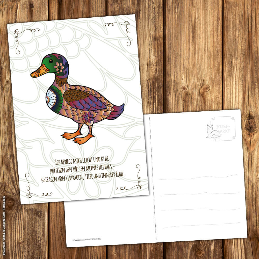 Postkarte Krafttier Ente "Tiefe & innere Ruhe" – Bild 2
