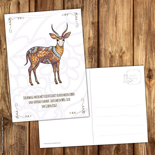 Postkarte Krafttier Antilope "Leichtigkeit & Vertrauen" – Bild 2