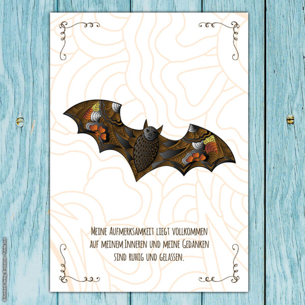 Postkarte Krafttier Fledermaus „Aufmerksamkeit“ – Bild 3