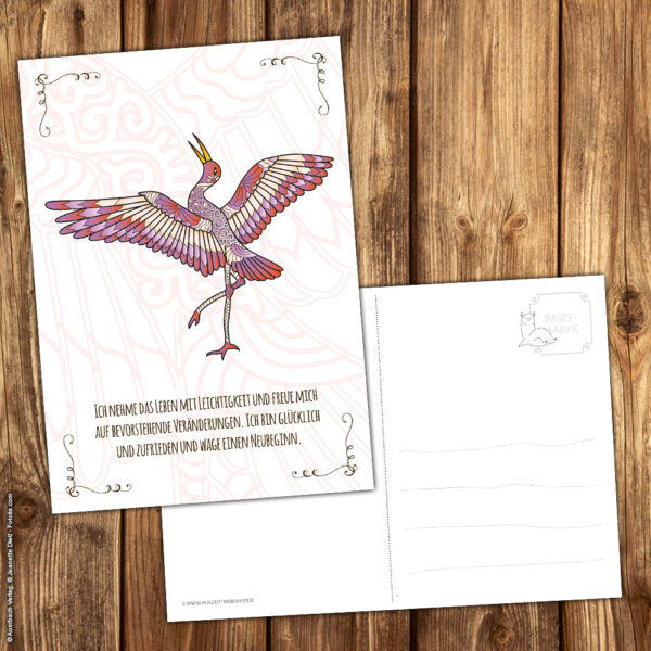 Postkarte Krafttier Kranich "Neubeginn" – Bild 3