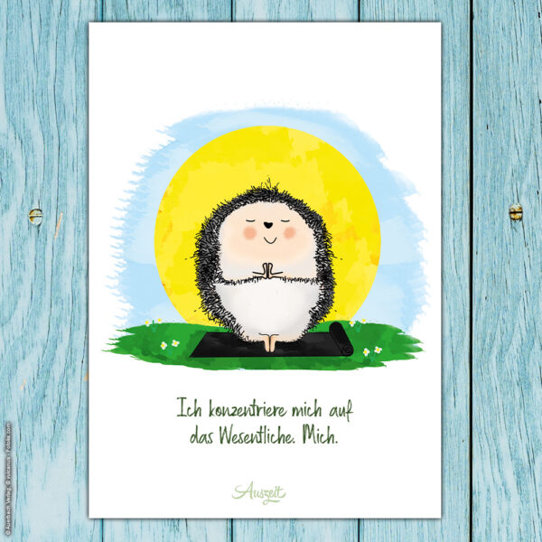 Postkarte Igel Yoga „Das Wesentliche“ – Bild 2
