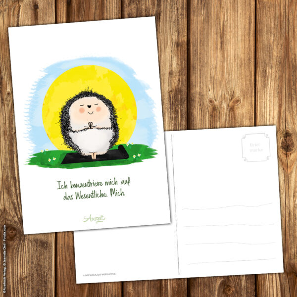 Postkarte Igel Yoga „Das Wesentliche“ – Bild 3
