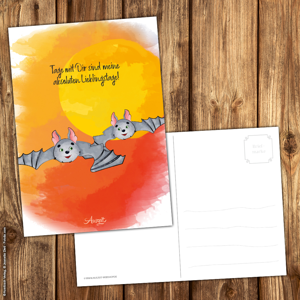 Postkarte Fledermaus „Mit dir“ – Bild 2