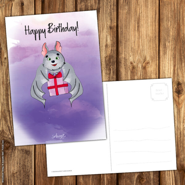 Postkarte Fledermaus „Happy Birthday“ – Bild 2