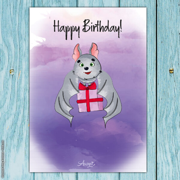 Postkarte Fledermaus „Happy Birthday“ – Bild 3