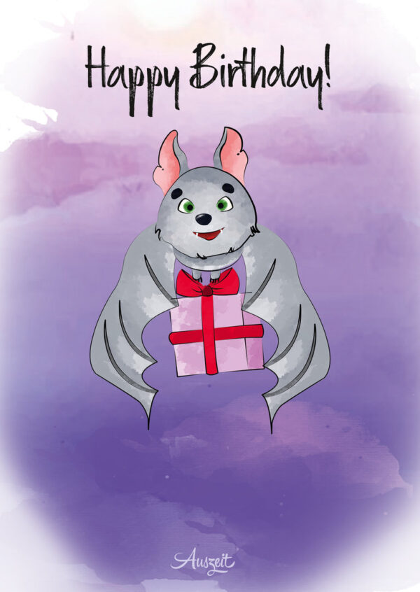 Postkarte Fledermaus „Happy Birthday“ – Bild 4