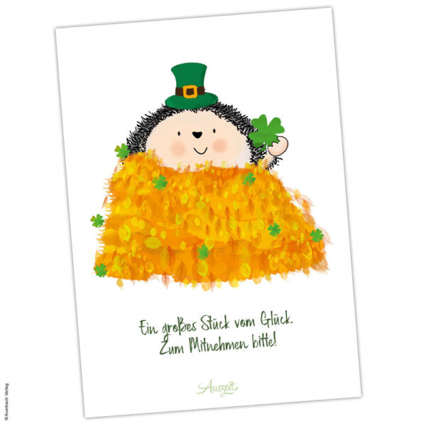 Postkarte Igel „Glück“