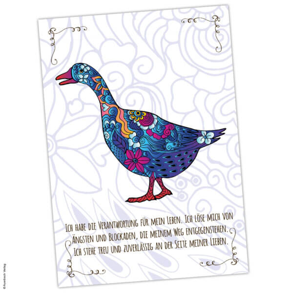 Postkarte Krafttier Gans „Treue & Zuverlässigkeit“