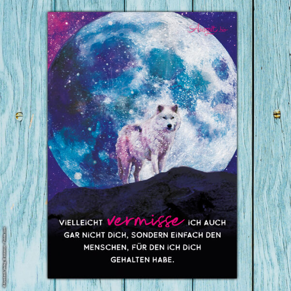 Postkarte Wolf - Ich vermisse Dich – Bild 2