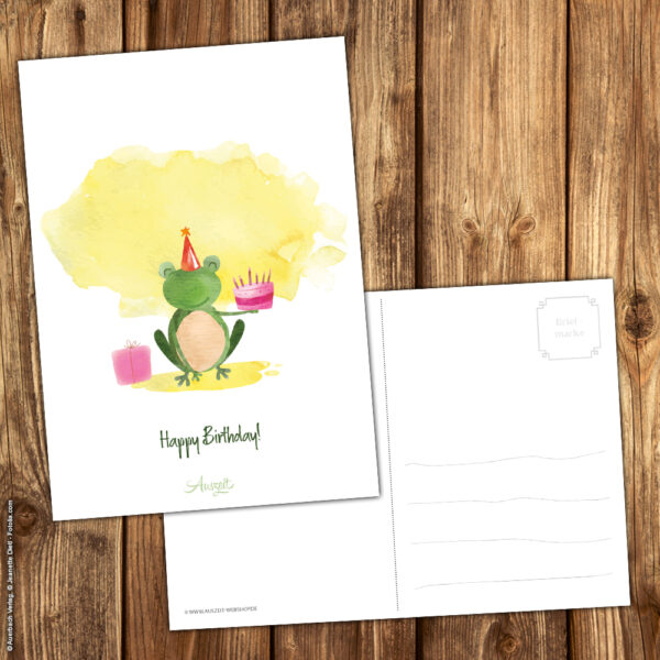 Postkarte Frosch „Happy Birthday“ – Bild 2