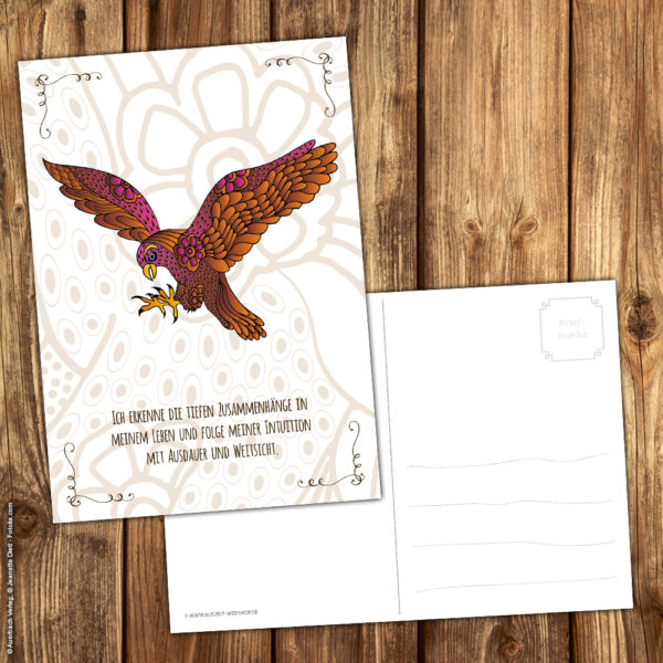 Postkarte Krafttier Falke „Ausdauer & Weitsicht“ – Bild 3