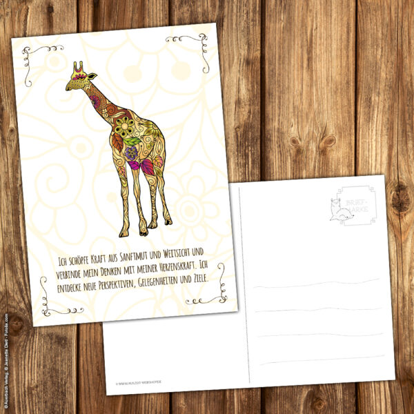 Postkarte Krafttier Giraffe „Neue Perspektiven & Ziele“ – Bild 3
