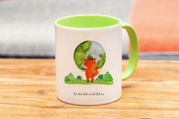 Tasse Fuchs „Welt“ (330, 450 ml / mit od. ohne Spruch) – Bild 3