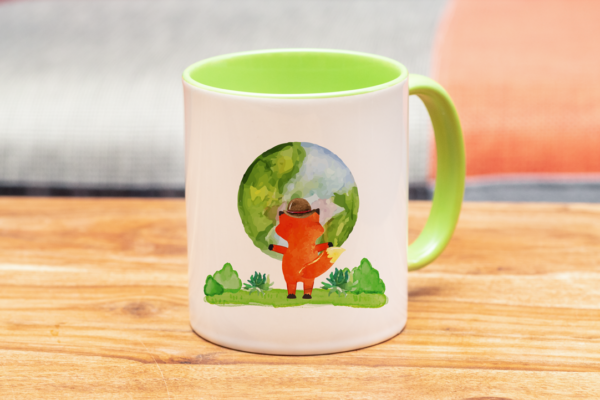 Tasse Fuchs „Welt“ (330, 450 ml / mit od. ohne Spruch) – Bild 4
