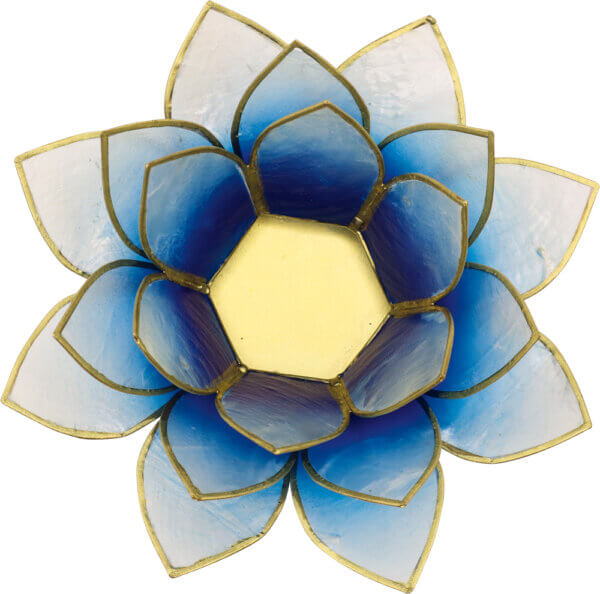 Blauer Lotos-Teelichthalter