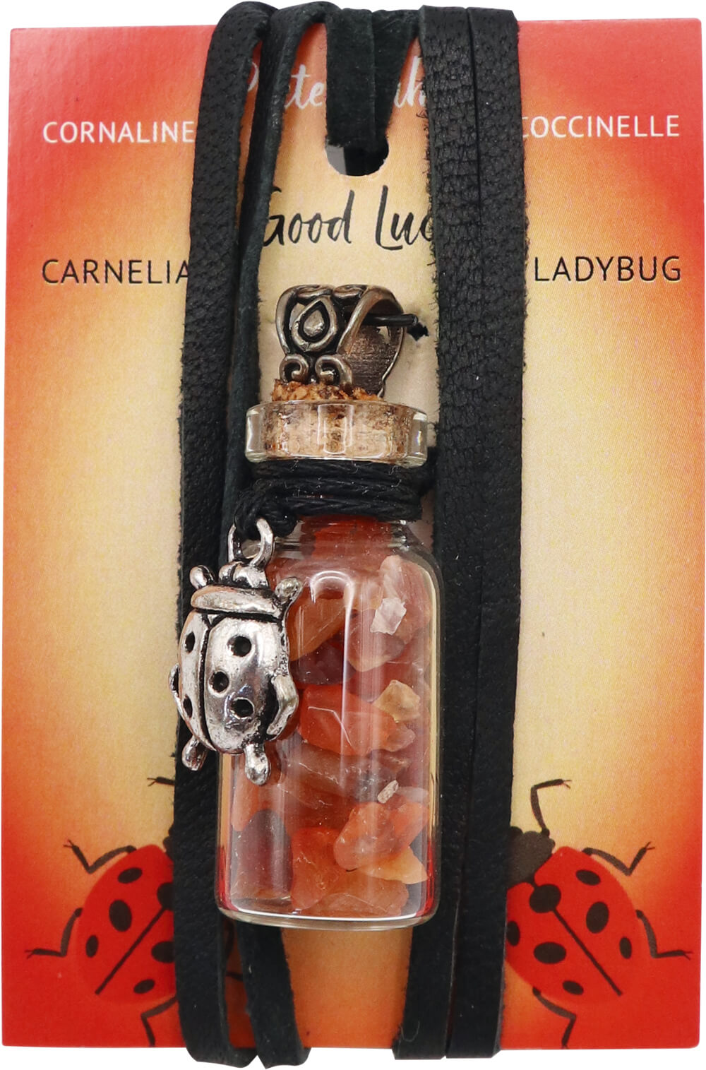 Phiole mit Karneol und Marienkäfer-Amulett – Bild 2