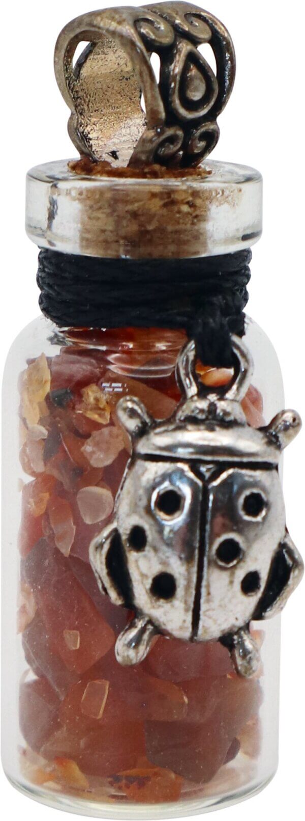 Phiole mit Karneol und Marienkäfer-Amulett