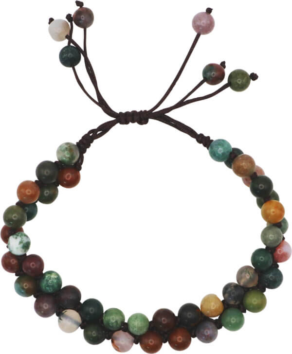 geknüpftes zweireihiges Achat-Armband mit verstellbarem Bändchen – Bild 2
