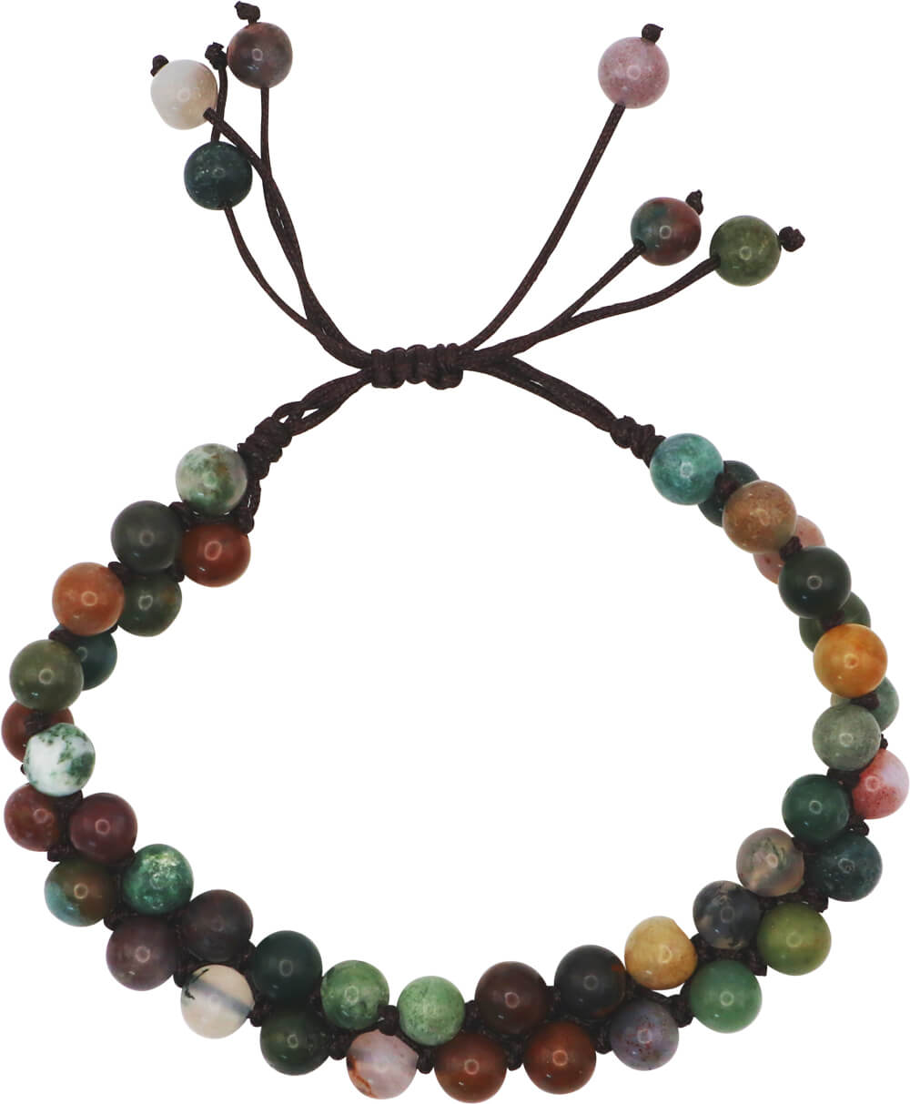 geknüpftes zweireihiges Achat-Armband mit verstellbarem Bändchen – Bild 2