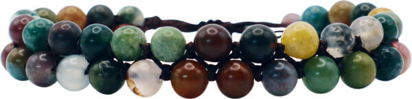 geknüpftes zweireihiges Achat-Armband mit verstellbarem Bändchen – Bild 3
