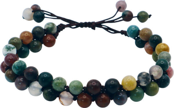 geknüpftes zweireihiges Achat-Armband mit verstellbarem Bändchen