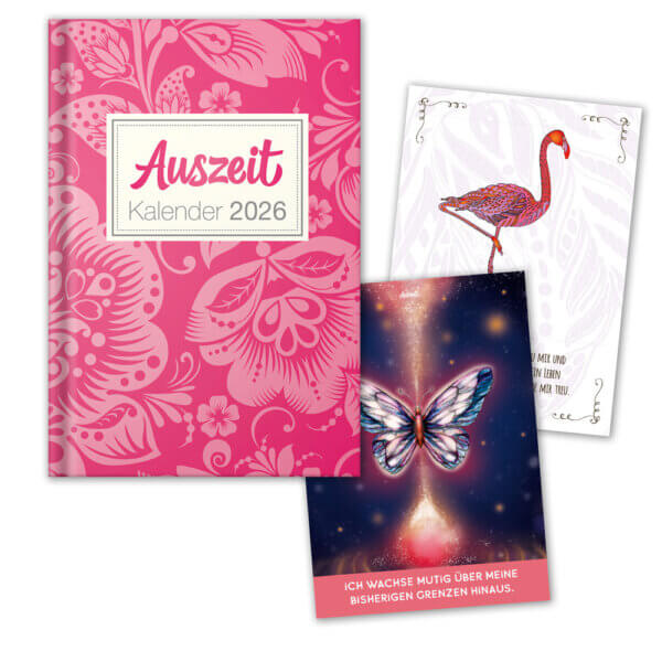 AKTION: Auszeit Planer 2026 in flamingopink + 2 Postkarten