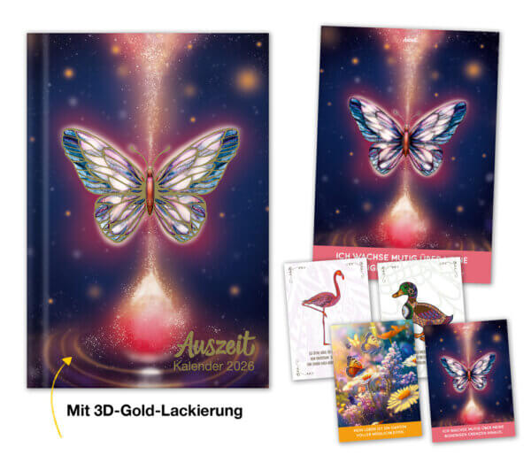 AKTION: Auszeit Planer 2026 Kunstedition Lichthüter + Poster und 4 Postkarten