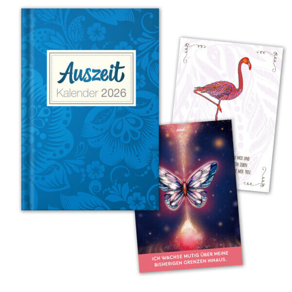 AKTION: Auszeit Planer 2026 in ozeanblau + 2 Postkarten