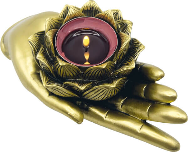 Teelichthalter "goldene Blütenhand"
