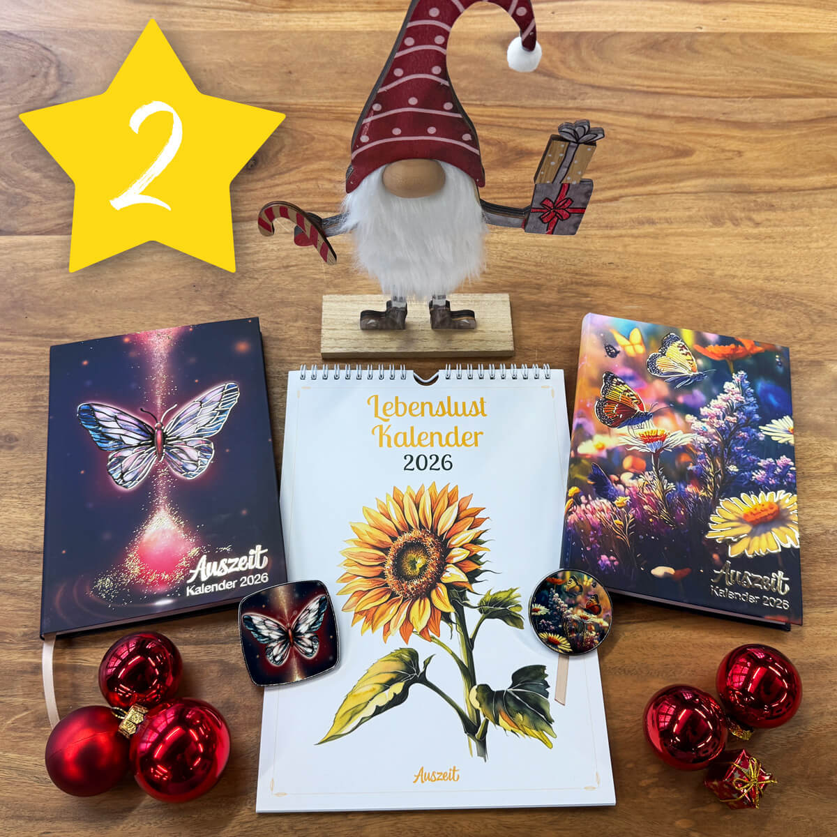 AKTION: Auszeit Planer 2026 Kunstedition + passender Magnet + Lebenslust Wandkalender 2026