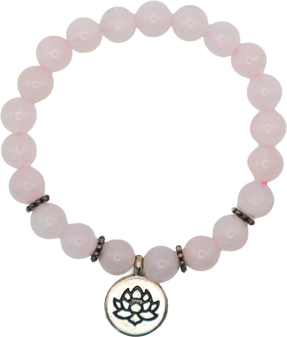 Rosenquarz-Armband mit Lotos-Anhänger