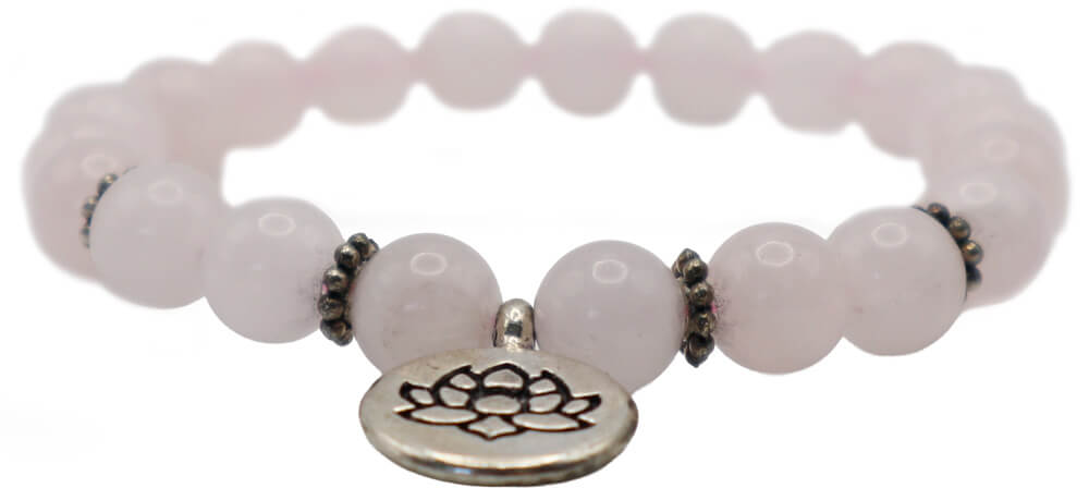 Rosenquarz-Armband mit Lotos-Anhänger – Bild 2