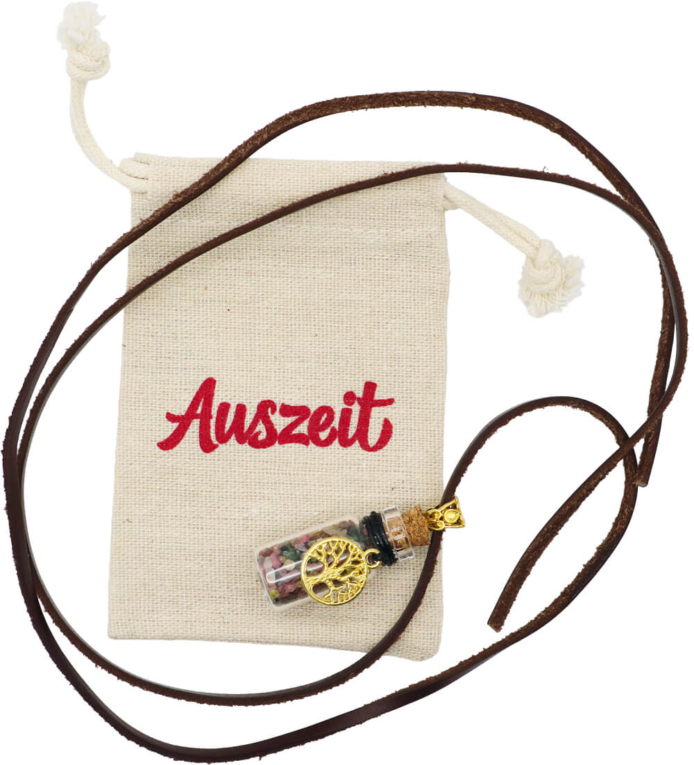 Phiole mit schwarzem Turmalin und "Baum des Lebens"-Amulett – Bild 3
