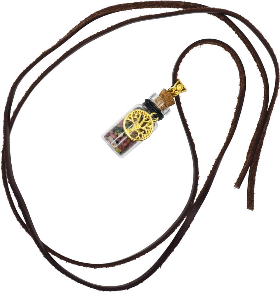 Phiole mit schwarzem Turmalin und "Baum des Lebens"-Amulett – Bild 2